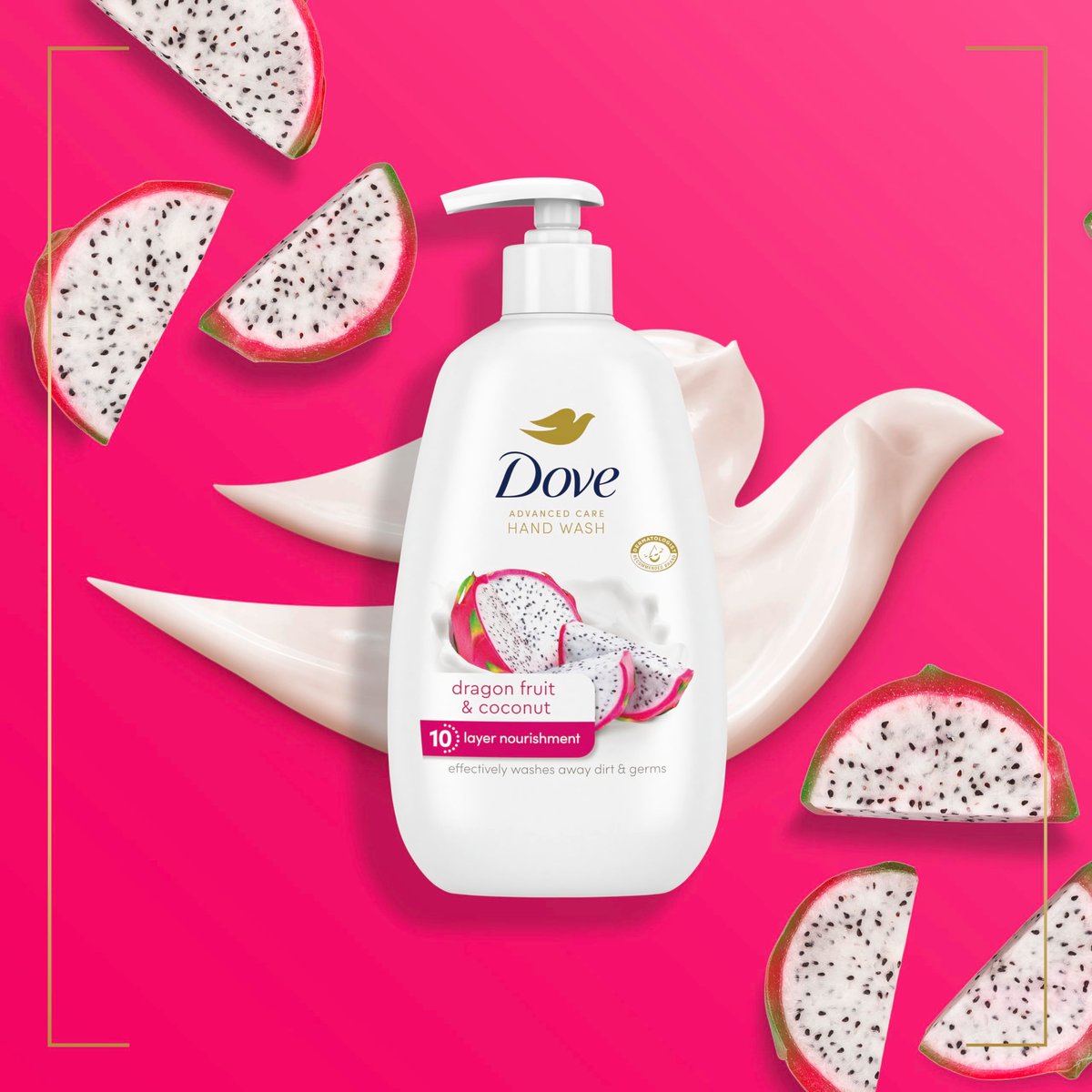 Dove Advanced Care Hand Wash 4-Pack: Dragonfruit & Coconut, 10-Layer Nourishment for Soft, Clean Hands Avelisse
