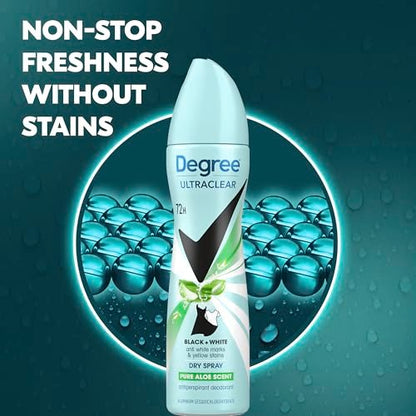 Degree UltraClear Antiperspirant Deodorant Dry Spray 4 Pack - 72H Sweat Protection, Pure Aloe Scent, Anti-White Marks, Anti-Yellow Stains, 3.8 oz Each Avelisse