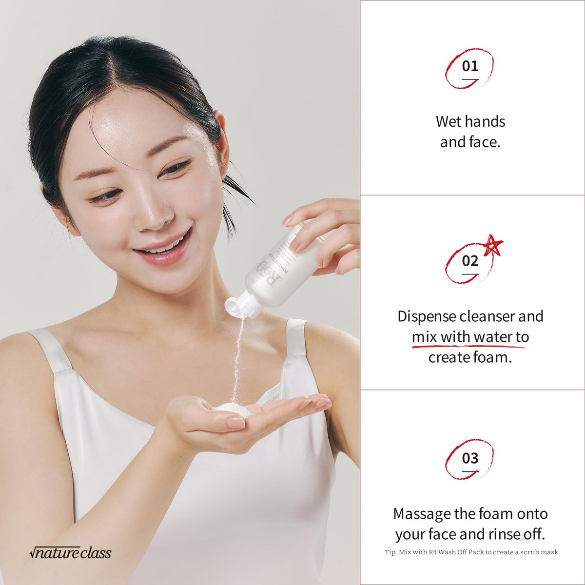 NATURECLASS R60 Rice Enzyme Face Wash Powder – Gentle Exfoliating Cleanser for Sensitive Skin, Fragrance Free, 1.76 oz Avelisse
