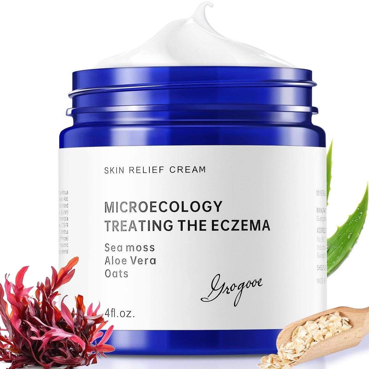 Crogooe Natural Soothing Eczema Cream with Sea Moss, Aloe Vera & Oats – Hydrating Moisturizer for Dry, Itchy Skin, 4 Fl Oz Avelisse