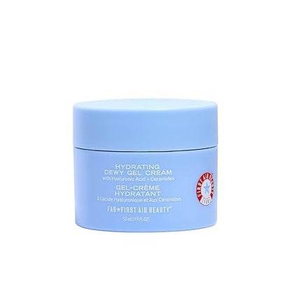 First Aid Beauty Hydrating Dewy Gel Cream – Oil-Free Facial Moisturizer with Hyaluronic Acid & Ceramides for Oily & Sensitive Skin, 1.9 fl oz