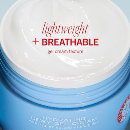 First Aid Beauty Hydrating Dewy Gel Cream – Oil-Free Facial Moisturizer with Hyaluronic Acid & Ceramides for Oily & Sensitive Skin, 1.9 fl oz