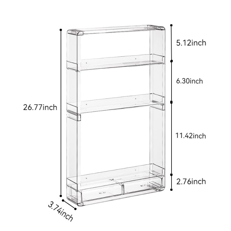 BOHOIDEE 3-Tier Wall Acrylic Display Shelves with 2 Division Boards, Large Capacity Acrylic Bathroom Organizer, Wall-Mounted Dustproof Makeup Organizer Storage for Bathroom, Kitchen, Room Decor Avelisse