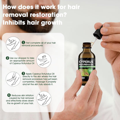 SKSOYT Cyperus Rotundus Oil for Hair Removal - Natural Oil to Reduce Unwanted Hair Growth, Soothing & Moisturizing, Shrinks Pores, Smooth Skin Care, Suitable for All Skin Types (2 Fl Oz)