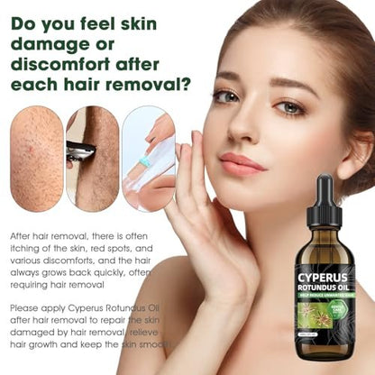 SKSOYT 2 Pcs Cyperus Rotundus Oil for Hair Removal – Natural Formula to Reduce Unwanted Hair Growth, Moisturize Skin, and Shrink Pores Avelisse