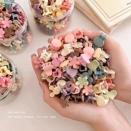 100 Pcs Mini Hair Clips for Girls - Cute Pastel Flower & Animal Design Clips, Durable Plastic Hair Accessories for Toddlers and Kids