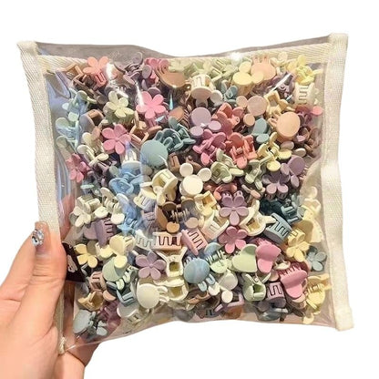 100 Pcs Mini Hair Clips for Girls - Cute Pastel Flower & Animal Design Clips, Durable Plastic Hair Accessories for Toddlers and Kids