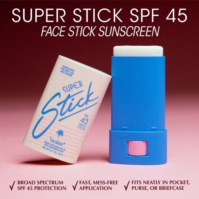 Vacation Super Stick SPF 45 Clear Face Sunscreen & Air Freshener Bundle – Travel Size Sunblock with Hyaluronic Acid, Vegan Daily Protection, 0.7 oz Avelisse