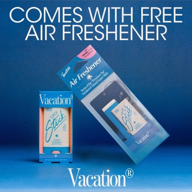 Vacation Super Stick SPF 45 Clear Face Sunscreen & Air Freshener Bundle – Travel Size Sunblock with Hyaluronic Acid, Vegan Daily Protection, 0.7 oz Avelisse