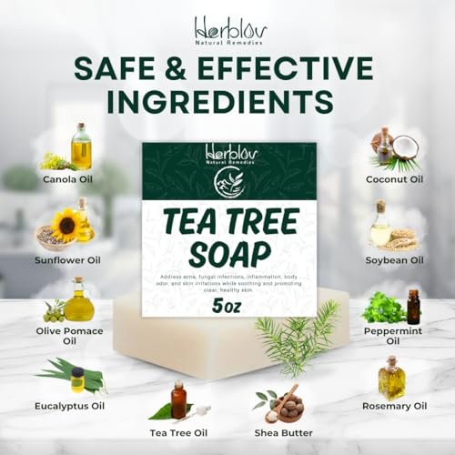 Herblov Tea Tree Soap – Natural Defense Tea Tree Oil Soap Bar for Face & Body – Acne Treatment, Skin Irritation Relief, Deeply Cleansing Hydrating Cleanser for Calm Fresh Skin - görsel 12