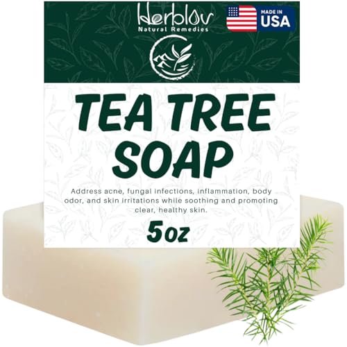 Herblov Tea Tree Soap – Natural Defense Tea Tree Oil Soap Bar for Face & Body – Acne Treatment, Skin Irritation Relief, Deeply Cleansing Hydrating Cleanser for Calm Fresh Skin - görsel 2