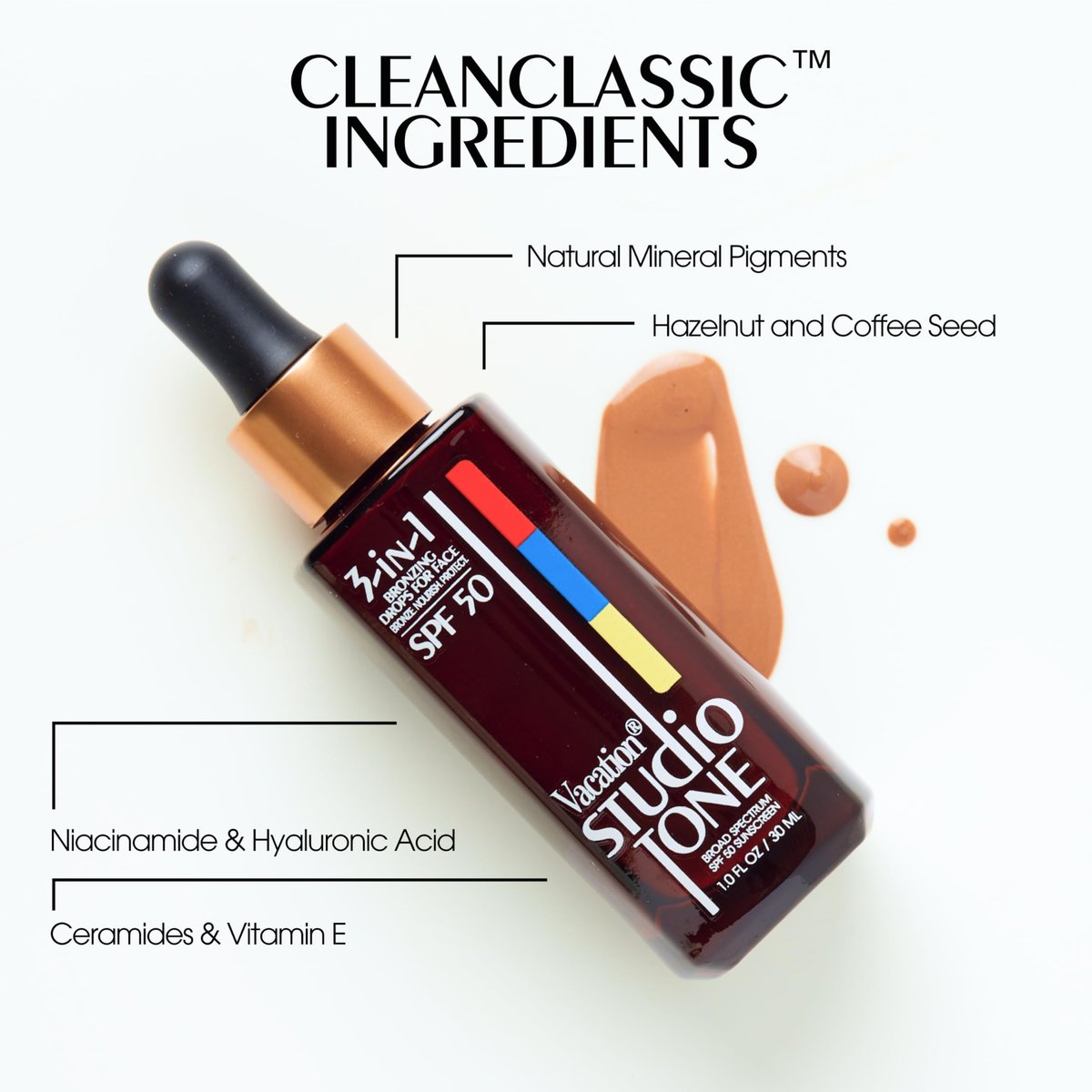 Vacation Studio Tone SPF 50 Sunscreen Bronzing Drops for Face - Sunkissed Skin Bronzer, Makeup-Friendly Tan Drops, Non-Comedogenic Broad Spectrum Sun Block, Vegan & Cruelty-Free, 1 Fl Oz Avelisse