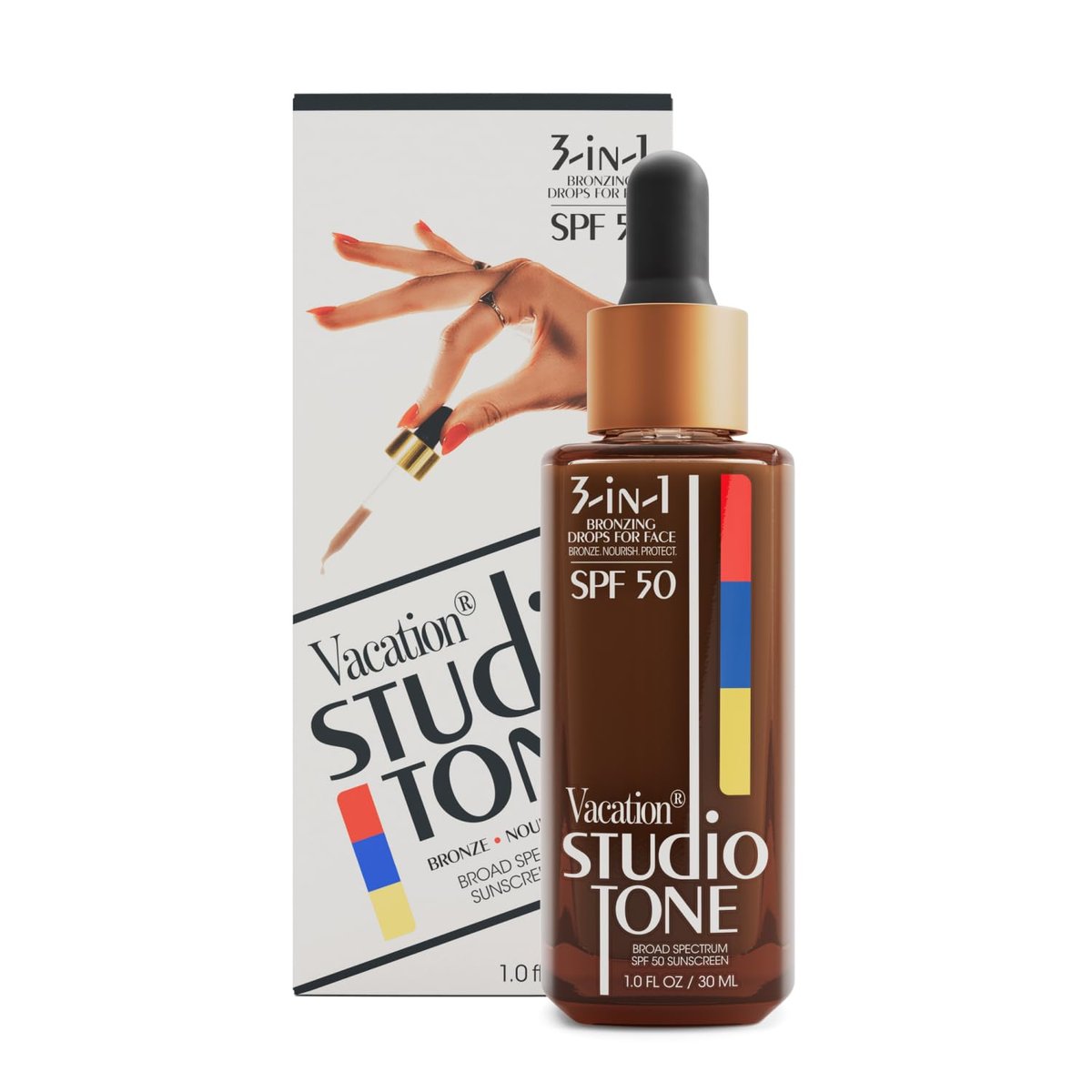 Vacation Studio Tone SPF 50 Sunscreen Bronzing Drops for Face - Sunkissed Skin Bronzer, Makeup-Friendly Tan Drops, Non-Comedogenic Broad Spectrum Sun Block, Vegan & Cruelty-Free, 1 Fl Oz Avelisse