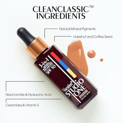 Vacation Studio Tone SPF 50 Sunscreen Bronzing Drops for Face - Sunkissed Skin Bronzer, Makeup-Friendly Tan Drops, Non-Comedogenic Broad Spectrum Sun Block, Vegan & Cruelty-Free, 1 Fl Oz Avelisse