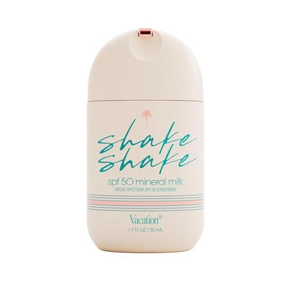 Vacation Shake Shake SPF 50 Mineral Milk Face Sunscreen - Non-Comedogenic, Streak-Free, Water-Resistant Broad Spectrum Sun Block, Non-Nano Zinc Formula, Vegan, Moisturizer with SPF, 1.7 Fl. Oz. Avelisse
