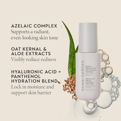 Shani Darden Rescue Serum with 10% Azelaic Complex – Lightweight Hydrating Azelaic Acid Serum for Redness & Acne, Vegan, 1 fl oz Avelisse