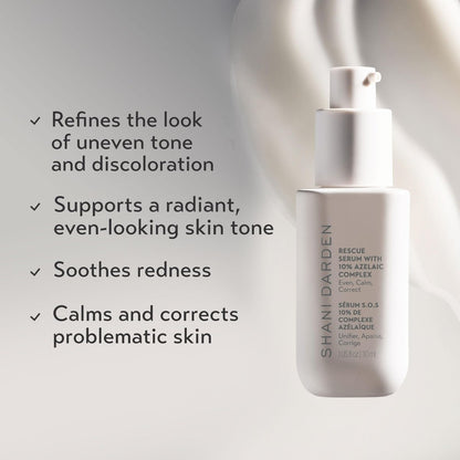 Shani Darden Rescue Serum with 10% Azelaic Complex – Lightweight Hydrating Azelaic Acid Serum for Redness & Acne, Vegan, 1 fl oz Avelisse