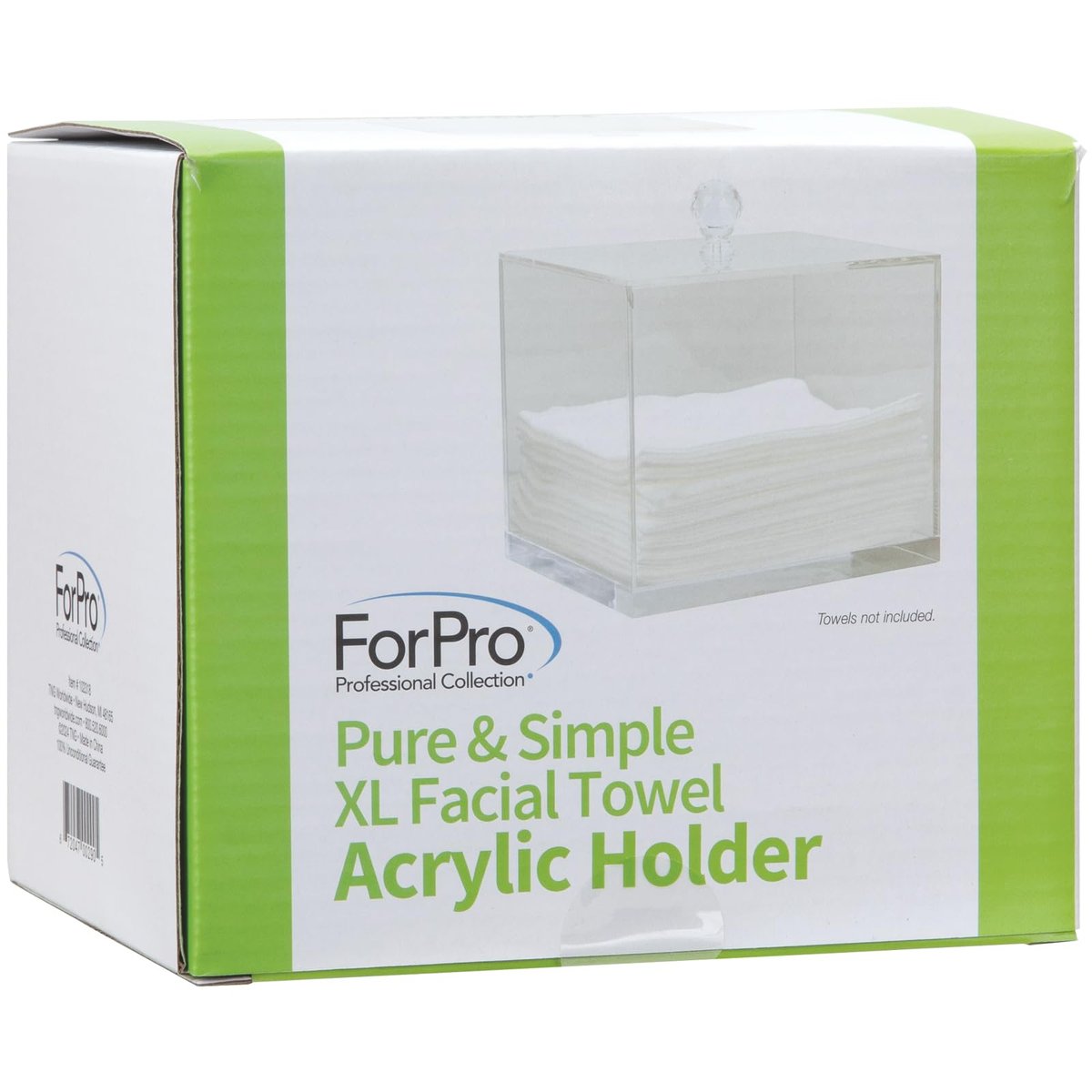 ForPro Pure & Simple XL Facial Towel Acrylic Holder – Clear Dispenser for 50 Disposable Dry Wipes Avelisse