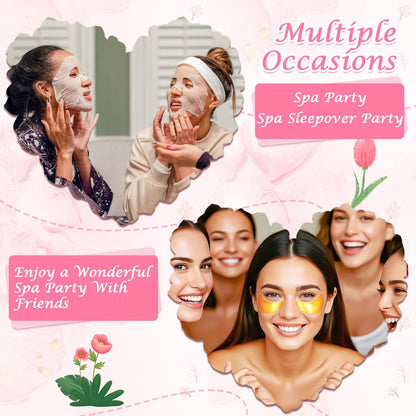 KONEUK 120 PCS Spa Party Supplies for Women - Luxury Skincare Favors Set with Face Masks, Hand Cream, Lip Balm, Under Eye Patches, Lip Mask & Foot Bath Bombs for Birthday Sleepover Avelisse