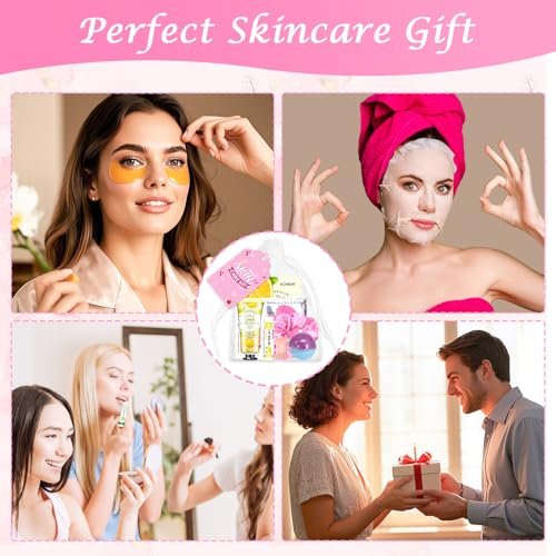 KONEUK 120 PCS Spa Party Supplies for Women - Luxury Skincare Favors Set with Face Masks, Hand Cream, Lip Balm, Under Eye Patches, Lip Mask & Foot Bath Bombs for Birthday Sleepover Avelisse