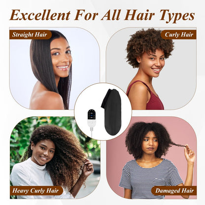 Heated Cap for Deep Conditioning: Upgraded Extra Large 10-Level Fast Heating 3 Time Settings Hair Steamer Cap for Natural Black Hair - Deep Black Avelisse