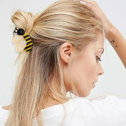 2 PCS Honeybee Hair Claw Clip - Cute Acetate Bee Hair Clip for Women Girls, Anti-slip Hairpin for Thick Hair, Fashion Animal Hairstyle Decoration (2 Sizes, Yellow)