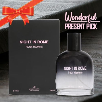 Night In Rome Eau de Toilette for Men – Fresh Spicy & Woody Cologne with Ginger, Sage & Vetiver – 100ml/3.3 Fl Oz
