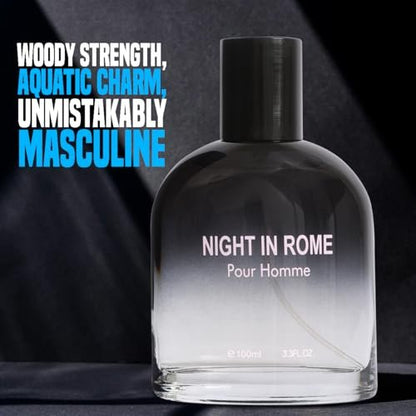 Night In Rome Eau de Toilette for Men – Fresh Spicy & Woody Cologne with Ginger, Sage & Vetiver – 100ml/3.3 Fl Oz