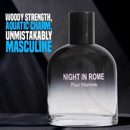 Night In Rome Eau de Toilette for Men – Fresh Spicy & Woody Cologne with Ginger, Sage & Vetiver – 100ml/3.3 Fl Oz