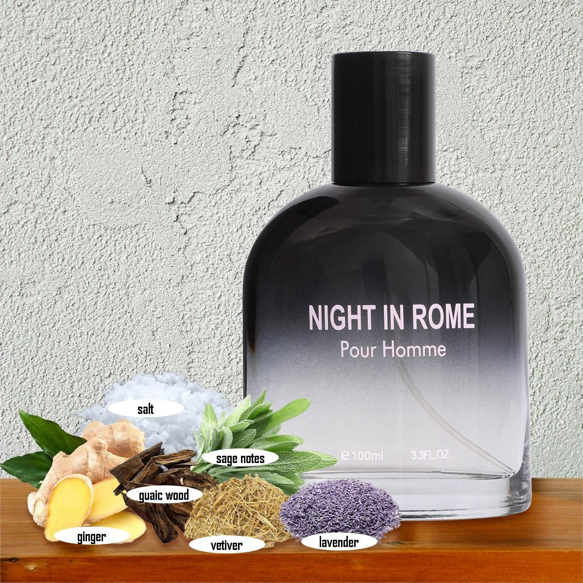 Night In Rome Eau de Toilette for Men – Fresh Spicy & Woody Cologne with Ginger, Sage & Vetiver – 100ml/3.3 Fl Oz - görsel 3