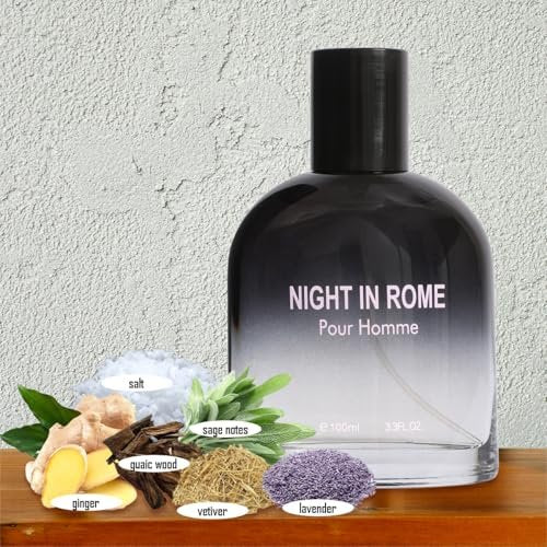Night In Rome Eau de Toilette for Men – Fresh Spicy & Woody Cologne with Ginger, Sage & Vetiver – 100ml/3.3 Fl Oz - görsel 4