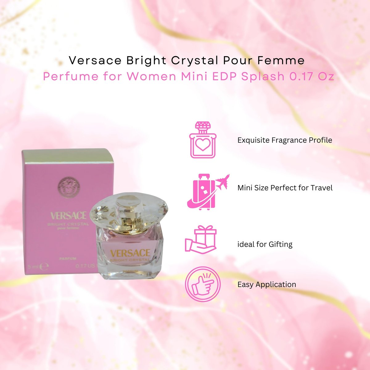 Versace Bright Crystal Pour Femme Eau de Parfum Mini Splash - 0.17 oz Avelisse