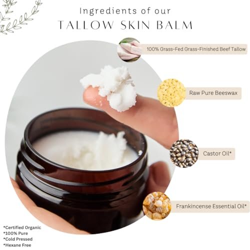 Untamed Organics Handmade Tallow, Castor Oil, and Frankincense Oil Skin Balm - 100% Grass-Fed Tallow for Skin Care - Face & Body Moisturizer for Sensitive Skin, Eczema All-Purpose Balm - 2 FL. oz. - görsel 4