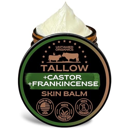 Untamed Organics Handmade Tallow, Castor Oil, and Frankincense Oil Skin Balm - 100% Grass-Fed Tallow for Skin Care - Face & Body Moisturizer for Sensitive Skin, Eczema All-Purpose Balm - 2 FL. oz. - görsel 2