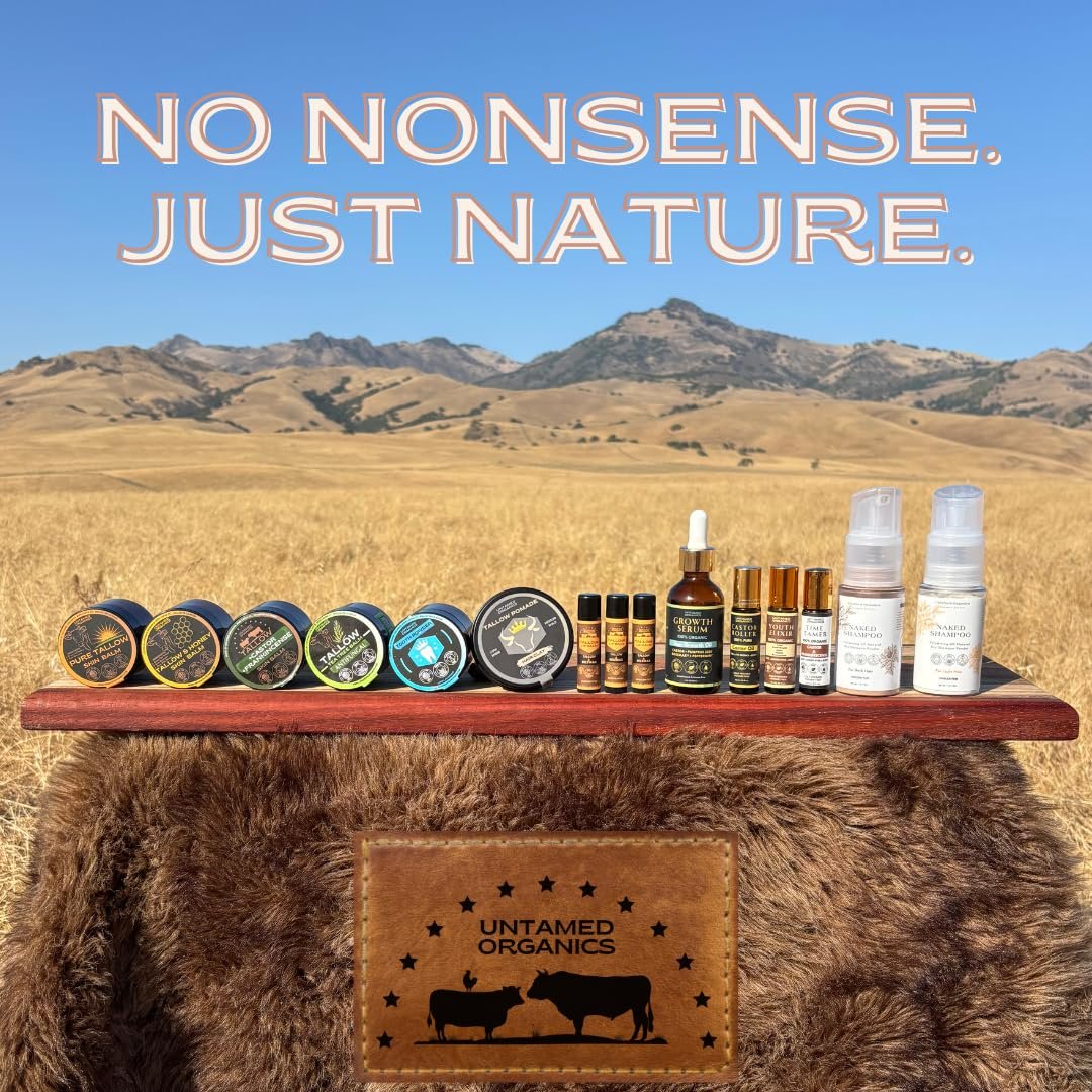 Untamed Organics Handmade Tallow, Castor Oil, and Frankincense Oil Skin Balm - 100% Grass-Fed Tallow for Skin Care - Face & Body Moisturizer for Sensitive Skin, Eczema All-Purpose Balm - 2 FL. oz. - görsel 17