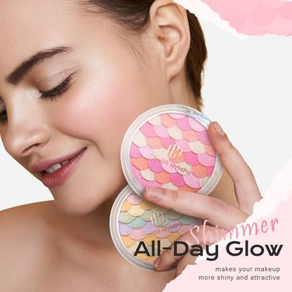 Color Nymph Powder Blush & Highlighter Makeup Set | Multi-Purpose Highlighter Palette | Highly Pigmented Soft Shimmer Face Blush Powder Palette | Vegan & Cruelty-Free, Mermaid Makeup Design Avelisse