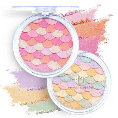 Color Nymph Powder Blush & Highlighter Makeup Set | Multi-Purpose Highlighter Palette | Highly Pigmented Soft Shimmer Face Blush Powder Palette | Vegan & Cruelty-Free, Mermaid Makeup Design Avelisse