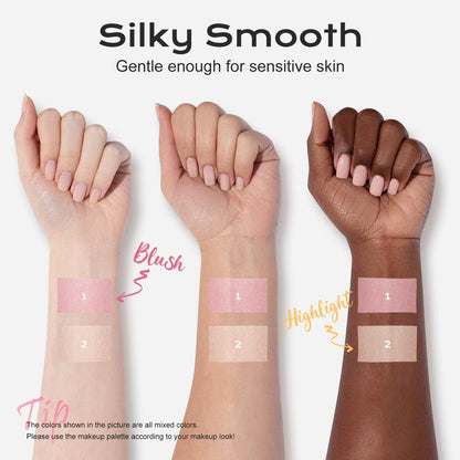 Color Nymph Powder Blush & Highlighter Makeup Set | Multi-Purpose Highlighter Palette | Highly Pigmented Soft Shimmer Face Blush Powder Palette | Vegan & Cruelty-Free, Mermaid Makeup Design Avelisse