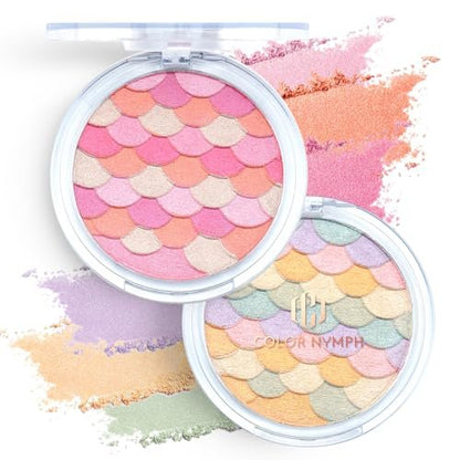 Color Nymph Powder Blush & Highlighter Makeup Set | Multi-Purpose Highlighter Palette | Highly Pigmented Soft Shimmer Face Blush Powder Palette | Vegan & Cruelty-Free, Mermaid Makeup Design Avelisse