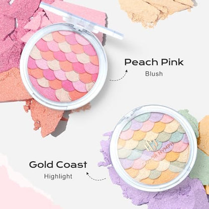 Color Nymph Powder Blush & Highlighter Makeup Set | Multi-Purpose Highlighter Palette | Highly Pigmented Soft Shimmer Face Blush Powder Palette | Vegan & Cruelty-Free, Mermaid Makeup Design Avelisse