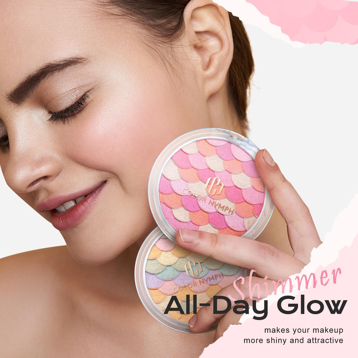 Color Nymph Powder Blush & Highlighter Makeup Set | Multi-Purpose Highlighter Palette | Highly Pigmented Soft Shimmer Face Blush Powder Palette | Vegan & Cruelty-Free, Mermaid Makeup Design Avelisse