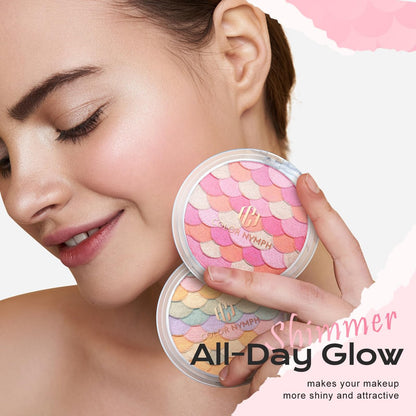 Color Nymph Powder Blush & Highlighter Makeup Set | Multi-Purpose Highlighter Palette | Highly Pigmented Soft Shimmer Face Blush Powder Palette | Vegan & Cruelty-Free, Mermaid Makeup Design Avelisse
