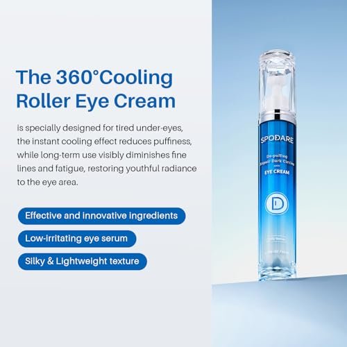 SPODARE Caffeine Eye Cream - Under Eye Cream for Dark Circles, Puffiness & Puffy Bags, Wrinkles Fine Lines, Eye Roller Serum with 360° Massage Ball for Women and Men - 0.7 fl. oz Avelisse