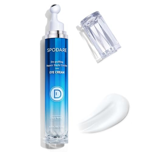 SPODARE Caffeine Eye Cream - Under Eye Cream for Dark Circles, Puffiness & Puffy Bags, Wrinkles Fine Lines, Eye Roller Serum with 360° Massage Ball for Women and Men - 0.7 fl. oz Avelisse