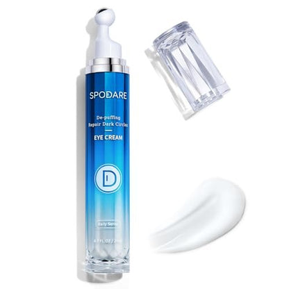 SPODARE Caffeine Eye Cream - Under Eye Cream for Dark Circles, Puffiness & Puffy Bags, Wrinkles Fine Lines, Eye Roller Serum with 360° Massage Ball for Women and Men - 0.7 fl. oz Avelisse