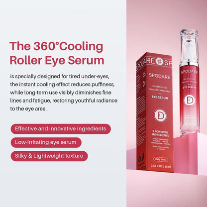 SPODARE Caffeine & Retinol Eye Serum with 360° Massage Ball - Dark Circles, Puffiness & Wrinkles Treatment Avelisse
