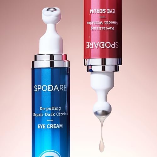SPODARE Caffeine & Retinol Eye Serum with 360° Massage Ball - Dark Circles, Puffiness & Wrinkles Treatment Avelisse