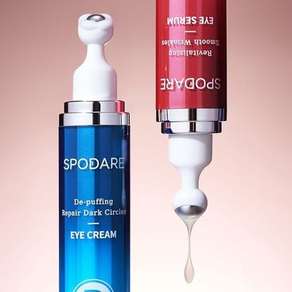 SPODARE Caffeine & Retinol Eye Serum with 360° Massage Ball - Dark Circles, Puffiness & Wrinkles Treatment Avelisse
