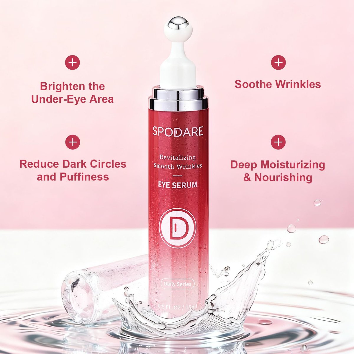 SPODARE Caffeine & Retinol Eye Serum with 360° Massage Ball - Dark Circles, Puffiness & Wrinkles Treatment Avelisse