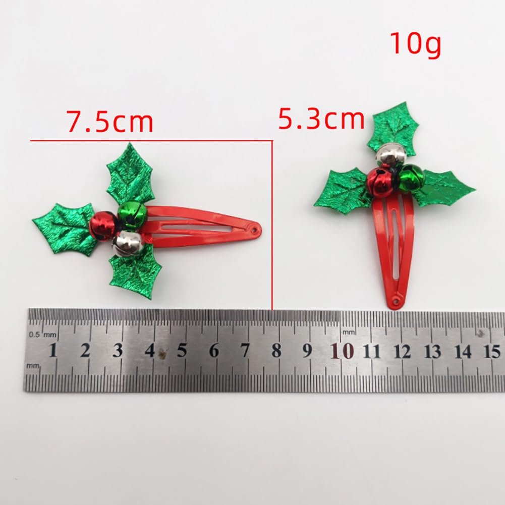 ccHuDE 2 Pcs Christmas Holly Hair Clips – Festive Jingle Bell Hair Barrettes for Girls and Women - görsel 3